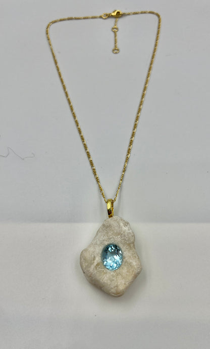 Collar Topaz piedra blanca
