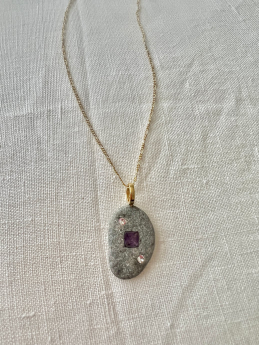 Collar Amatista y circonitas