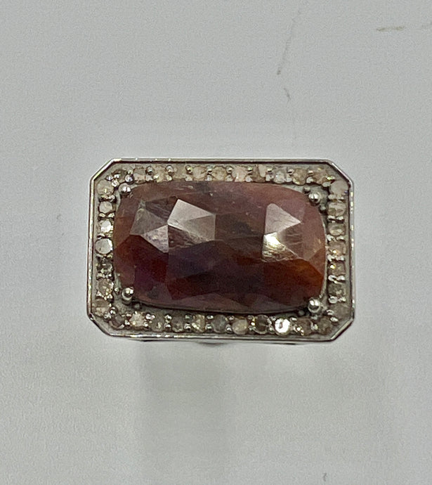 Anillo Rubi y Diam. T 16
