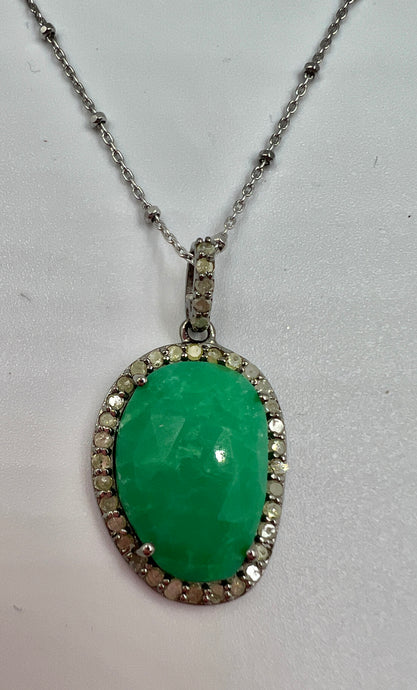 Collar crisopras con Diamantes