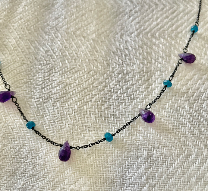 Collar Amatistas y calcedonia NEW