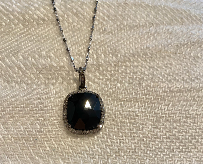 Onix negro puntas Diamante en forma cuadrada NEW